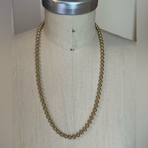 Ralph Lauren Gold Tone Logo Bead Necklace 24”